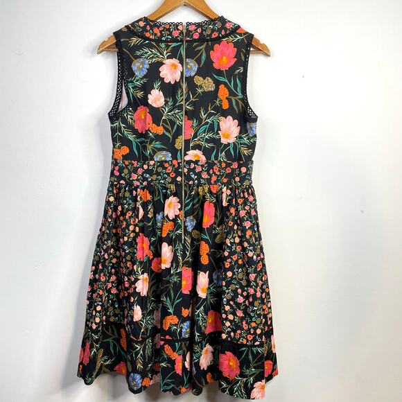 Kate Spade Floral Mixed Blossom Fit-and-Flare Dress Cotton Sleeveless womens 12 - Picture 8 of 16